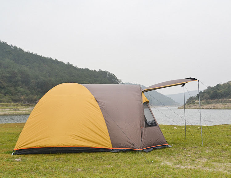 Cheap Goat Tents Extended Camping Tent One Bedroom and One Living Room Hiking Tent for 3 4 People Double Layer Waterproof Outdoor Picnic Awning   